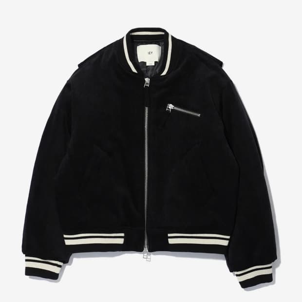 (L) 이에이 VELVET ZIP BOMBER JACKET Black