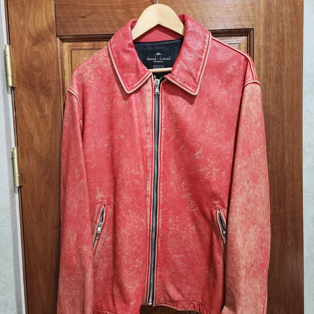 소가죽 빈티지 위싱 블루종 