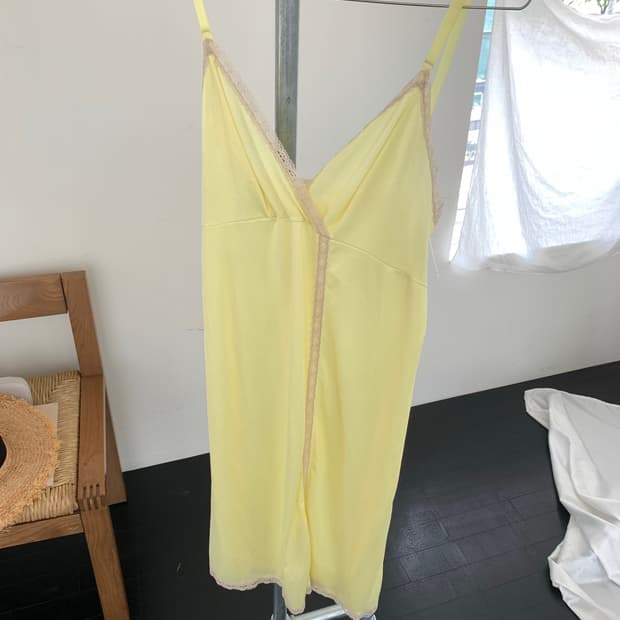 Lemon yellow slip dress