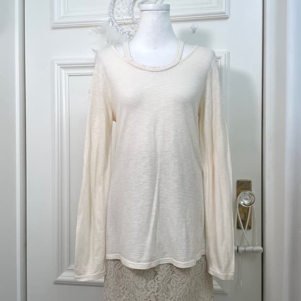 ivory lace point loose cotton top