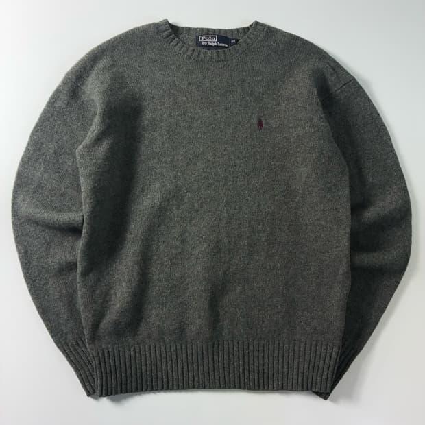 Polo  폴로 랄프로렌 자수 램스울 그레이 라운드 니트 