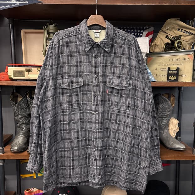 90s 리바이스 드라이 굿즈 헤비코튼 플란넬 워크셔츠 N880