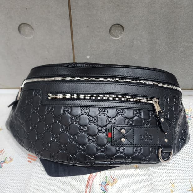 구찌 시마 레더 블랙 남성 크로스백&힙색