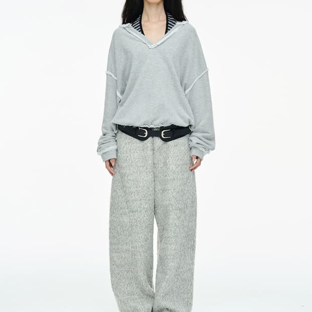 세릭 cerric 헤어리 와이드 팬츠