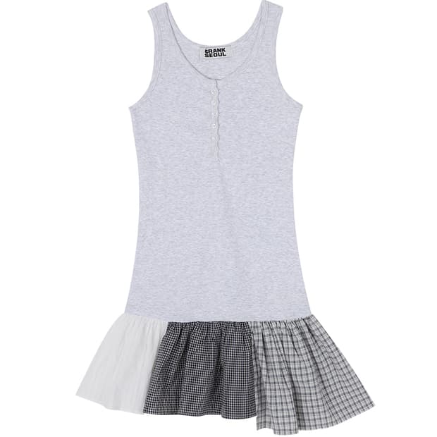 CHECK FLARE DRESS_GREY 