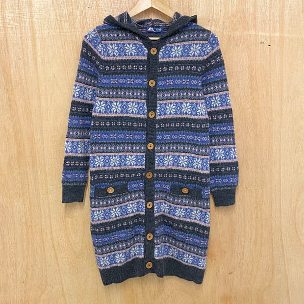BEAMS fair isle hood cardigan 빔즈 후드 가디건