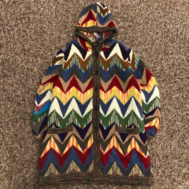 Caperdoni 멀티컬러 패턴 후드 가디건