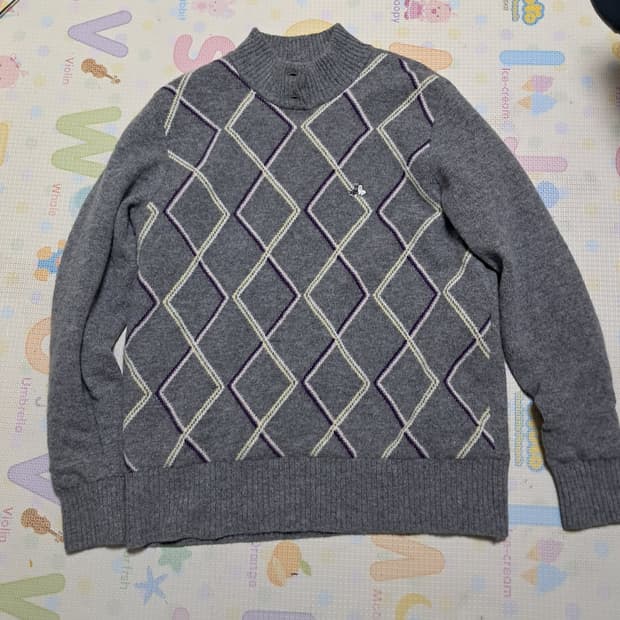 블랙앤화이트 방풍 니트 그레이 95