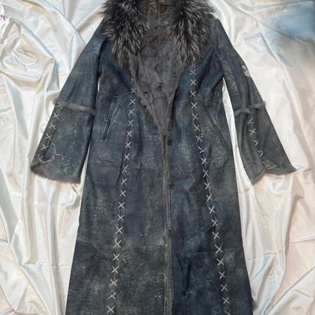 “00s Vkei Style eyelet fur long coat“