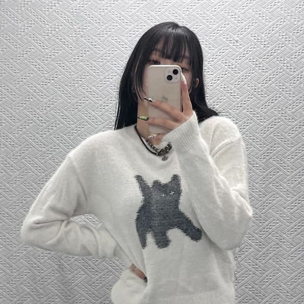 에이이에이이 키치 플래쉬드 캣츠 앙고라 울 니트 0 C08731