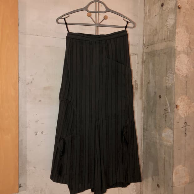 Muted Stripe Layered Asymmetric Skirt
