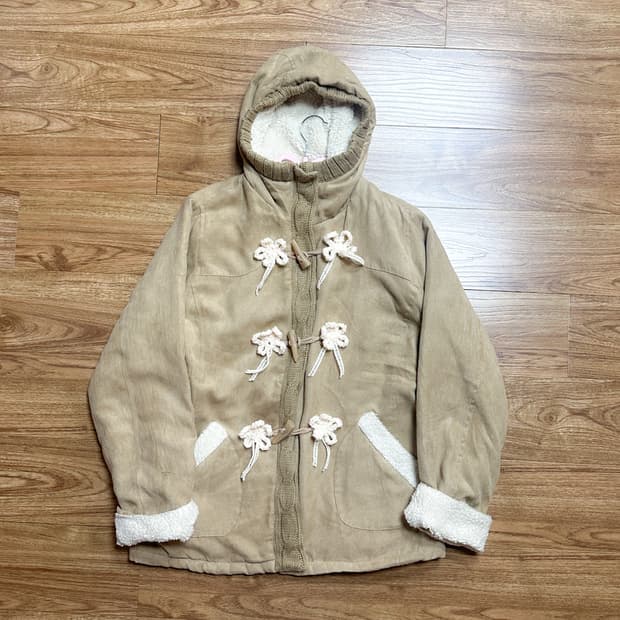 빈티지 퍼 후드 떡코 더플 코트 무스탕 히메갸루 라떼 리즈리사깔 모리걸