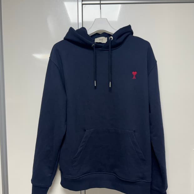 [XL] 아미 하트 로고 후드 네이비