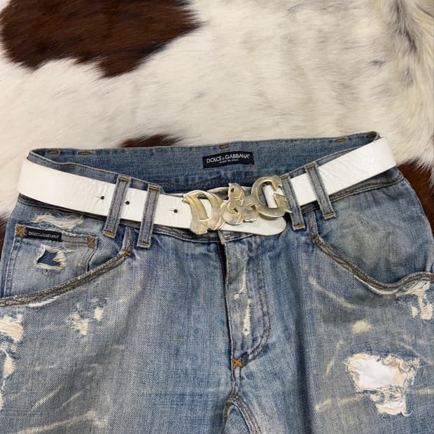 돌체앤가바나 D&G 로고 화이트 벨트 드레인갱st