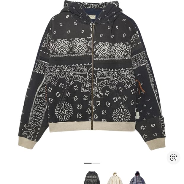 캐피탈 플리스 반다나 비부악 후드 블루종 블랙 새상품