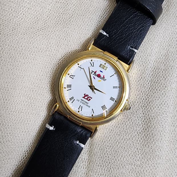 빈티지 안양 LG 치타스 금장 가죽 손목시계