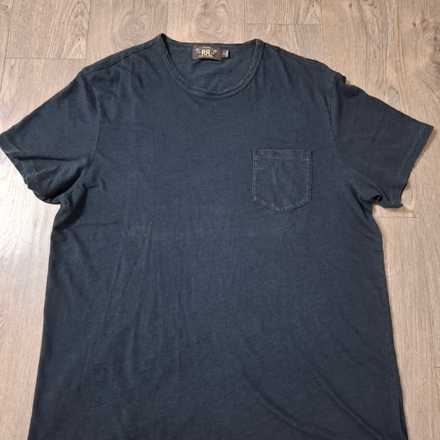 XL RRL 더블알엘 인디고 코튼 크루넥 포켓 반팔 티셔츠 네이비