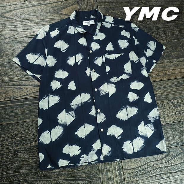 [YMC] 아트 패턴 반팔 셔츠 네이비 M21006