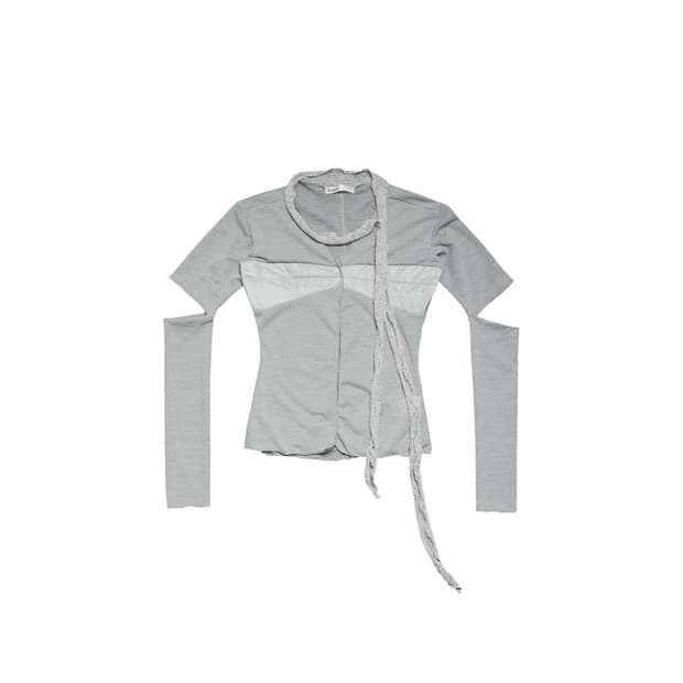 ojos 오호스 Elbow Cut Knit Top / Grey