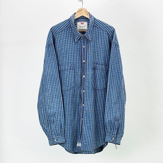 리바이스 90s 블루 스트라이프 컨스트럭션 투 포켓 셔츠