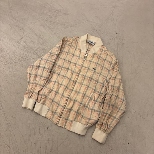 라코스테 체크 블루종 자켓