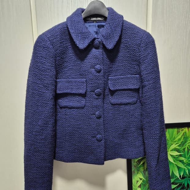 준코시마다 네이비 부클트위드 자켓