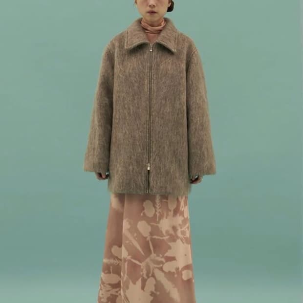 TEAK WOOL BOUCLE 울 부클 집업 코트 라이트 베이지