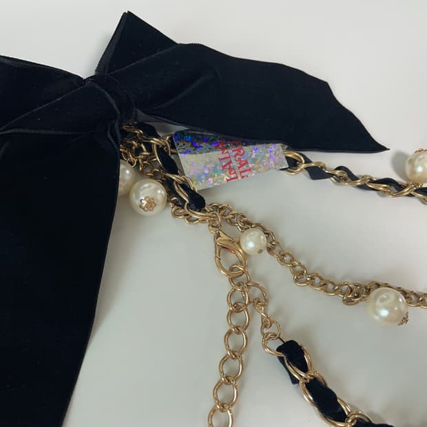 [새상품] 트랄라라 리본 진주 체인 벨트