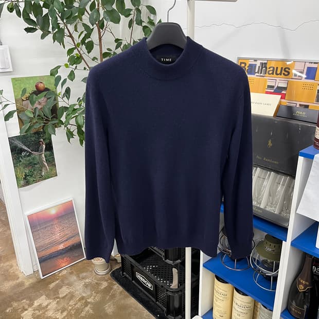 타임옴므 캐시미어 블렌드 터틀넥 니트 L 