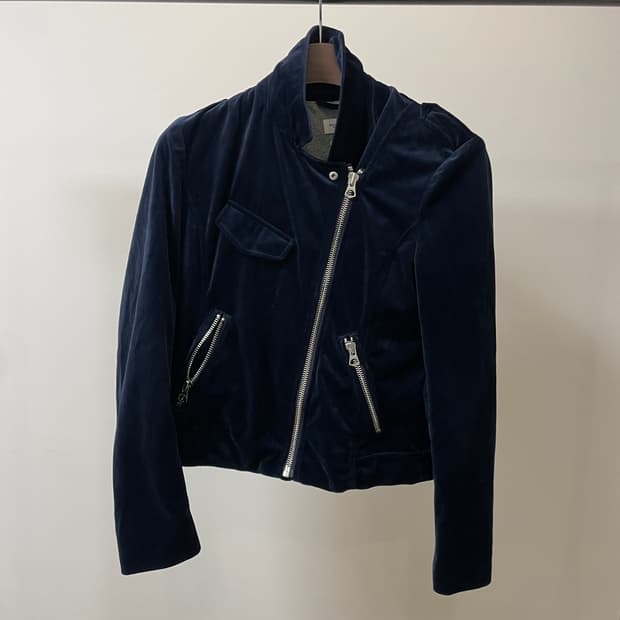 (S) 마르코 폴로 네이비 벨벳 라이더 자켓