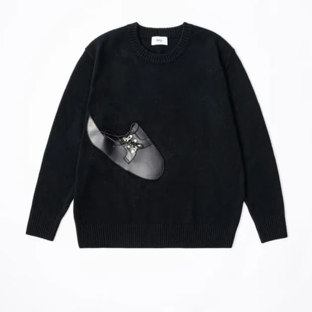 헤리 더비 레더 패치 니트 새제품