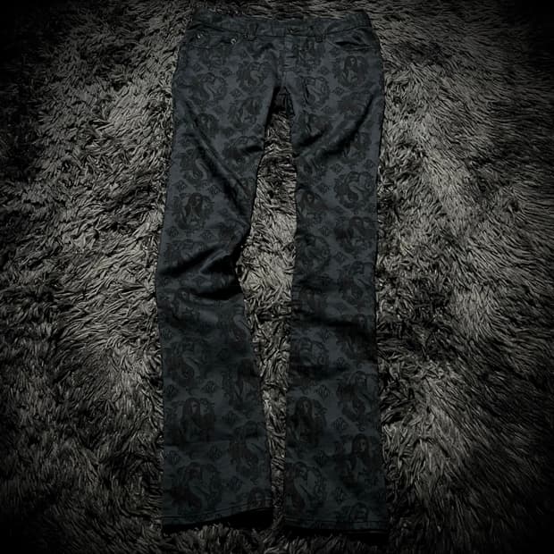 HYSTERIC GLAMOUR 걸프린팅 자가드 네이비 팬츠