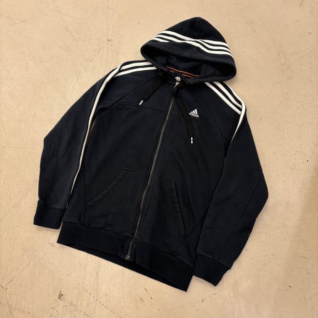 아디다스 삼선 스몰로고 블랙 후드집업
