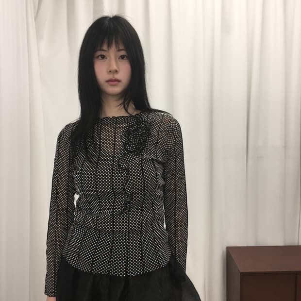 도트 시스루 슬리브