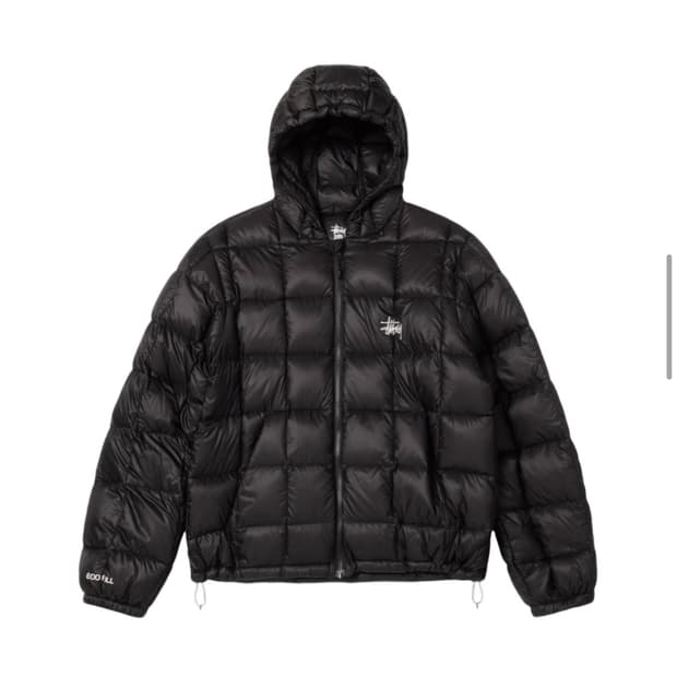 스투시 미드웨이트 후드 푸퍼 블랙