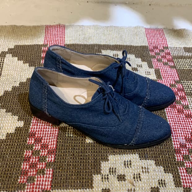 Denim derby shoes