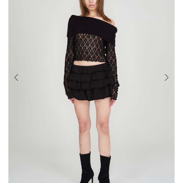 익스파이어드걸 프릴 미니스커트 블랙