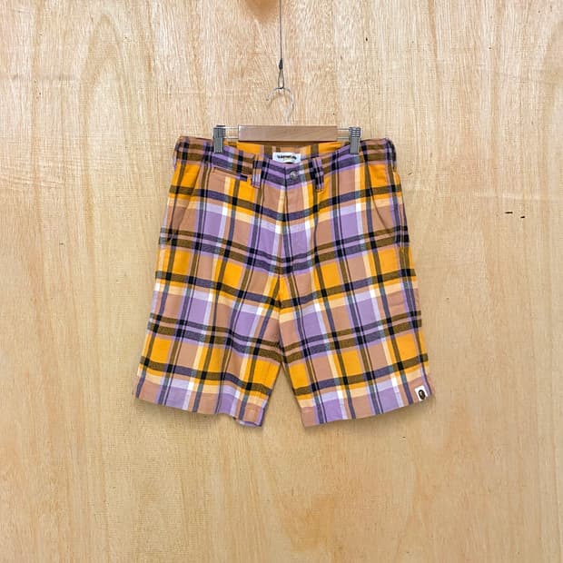 BAPE check half pants 베이프 체크 반바지