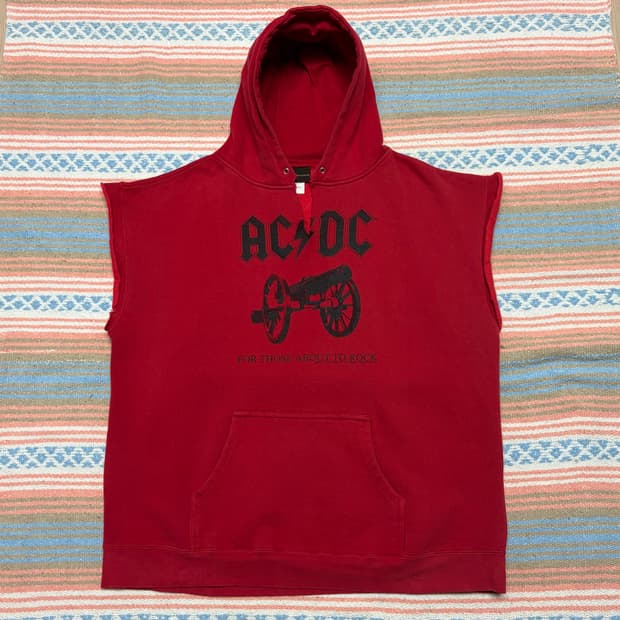 미국 빈티지 ACDC 조끼 후드티 락티 밴드티