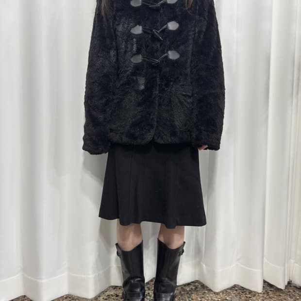 pink latte fur hood duffle jacket