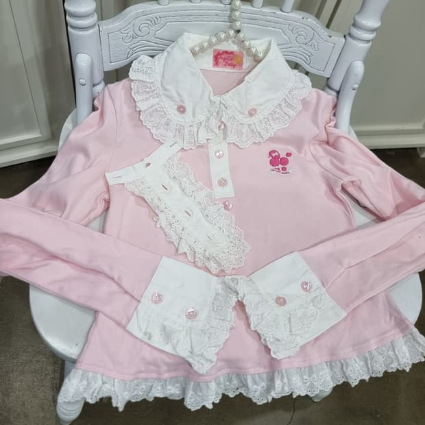 Angelic Pretty(엔젤릭 프리티) 딸기우유핑크 프릴 블라우스