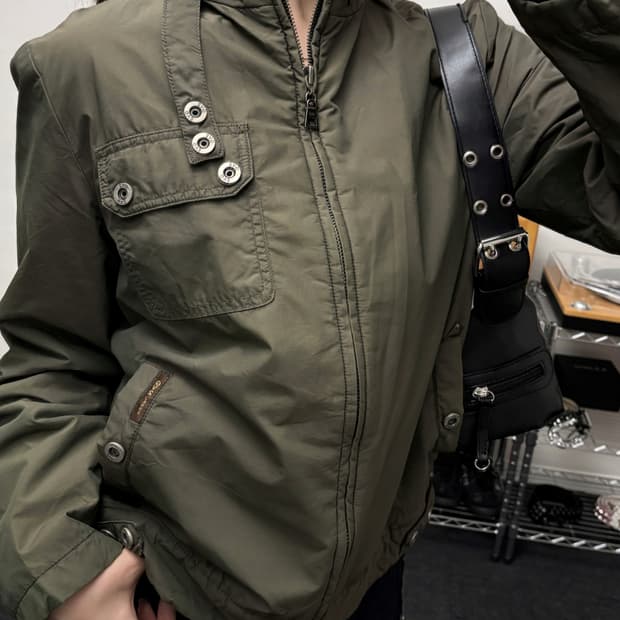 올드 빈티지 카키 바이커 자켓