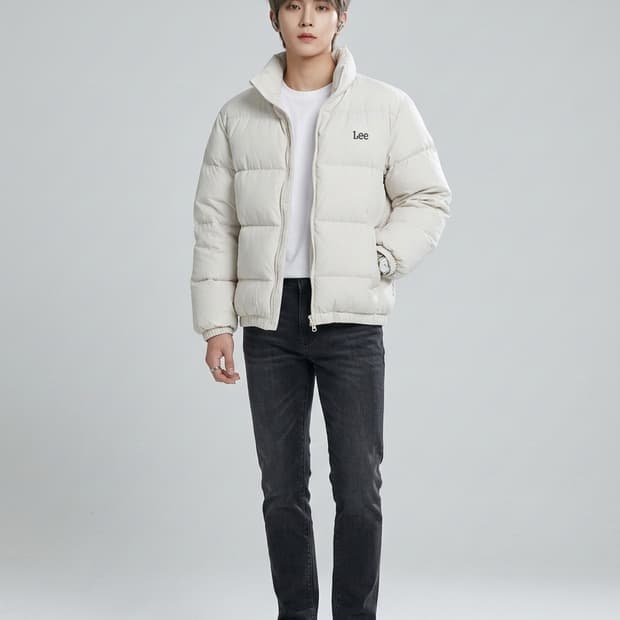 Lee 리 스톰라이더 덕다운 숏패딩 화이트
