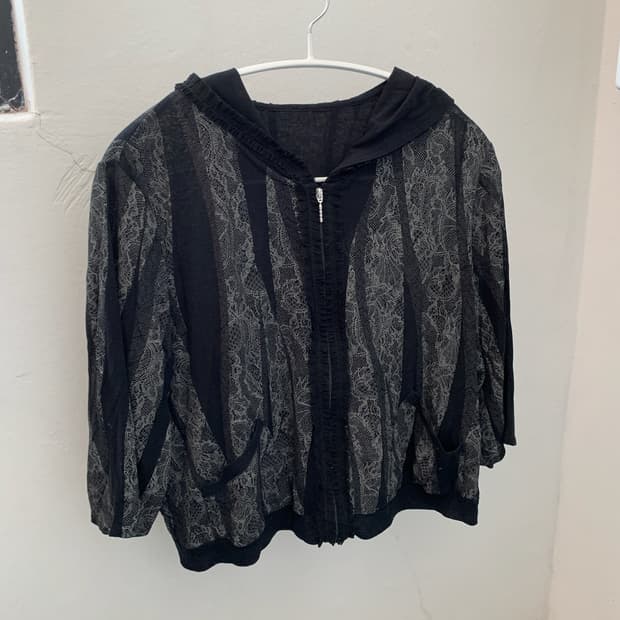 빈티지 7부 후드집업