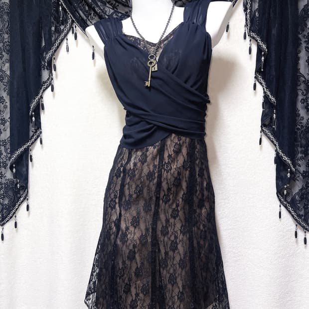 로맨틱고딕 고스펑크 오리엔탈 엔틱 블랙 레이스 롱드레스 원피스 다크페어리