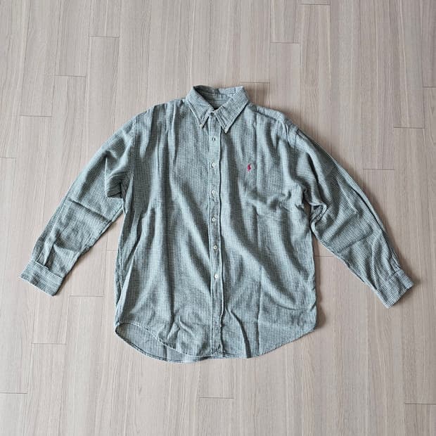 US M) 체감XL 105 폴로 랄프로렌 빈티지 셔츠 긴팔 그린 체크
