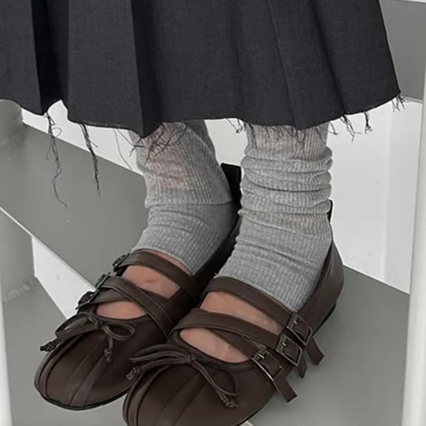 쓰리투에이티 트리플 스트랩 발레리나플랫슈즈 240 브라운