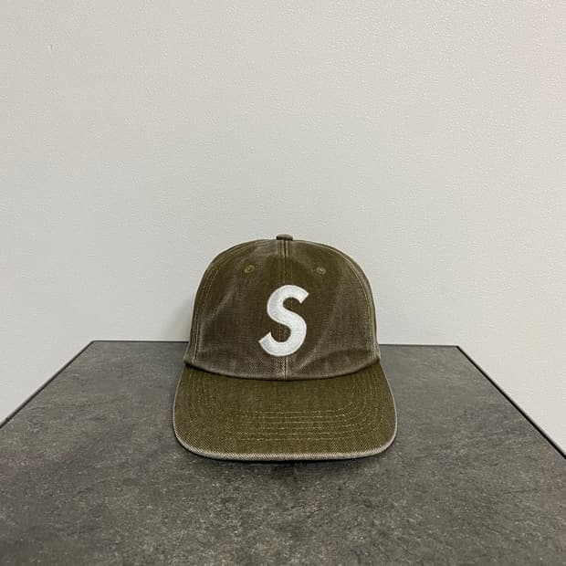 (OS) 슈프림 S로고 볼캡 모자 워시드 올리브