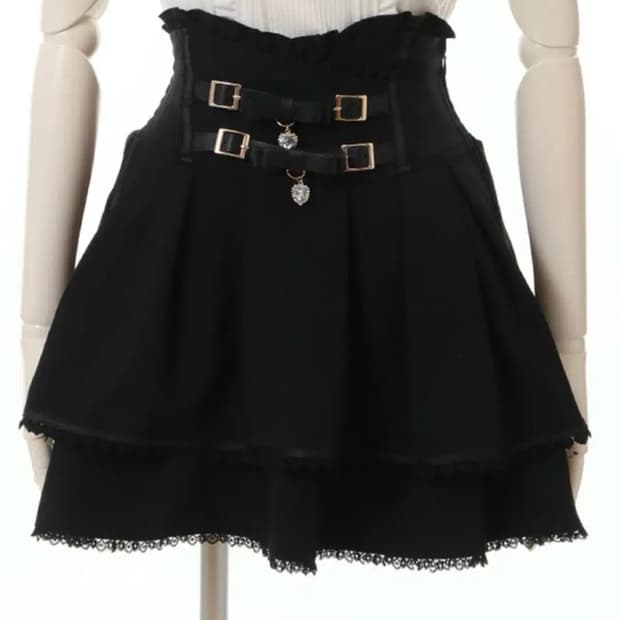 리즈리사 양산형 지뢰계 2연벨트 블랙 스커트