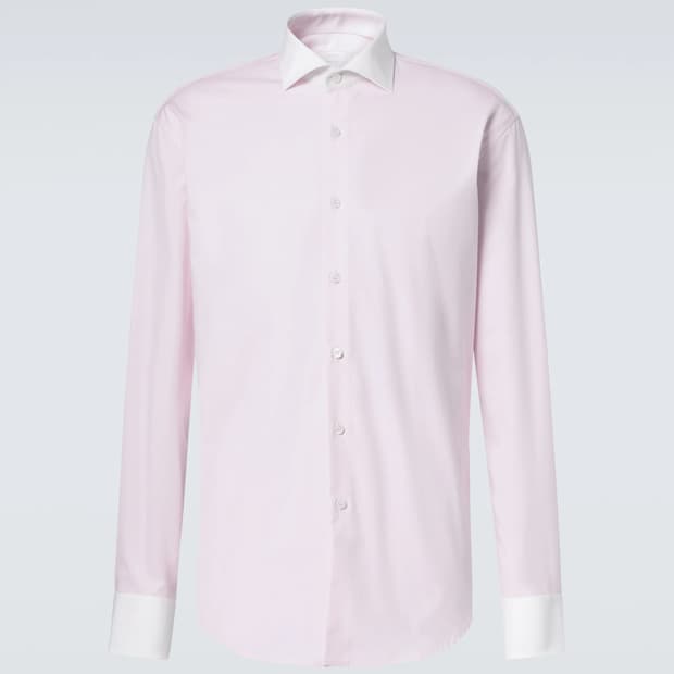 프라다 24fw 옥스포드 셔츠 핑크 1회착 41사이즈